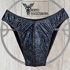 Sunga Bodybuilder Preta Escama Réptil - Corte IFBB