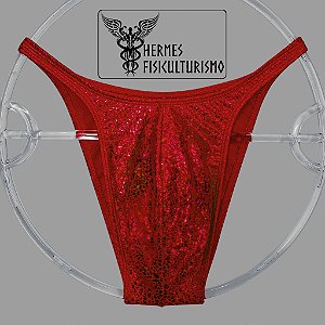 Sunga Bodybuilder Vermelha Escama Réptil - Corte Pró