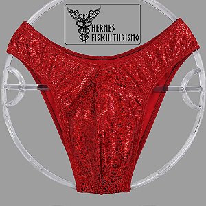 Sunga Bodybuilder Vermelha Escama Réptil - Corte IFBB