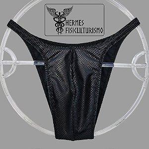 Sunga Bodybuilder Preta Veludo Escama Cobra - Corte Pró