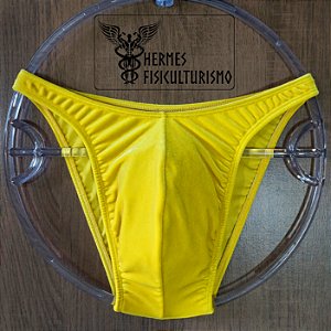 Sunga Bodybuilder Amarela em Veludo - Corte Tradicional
