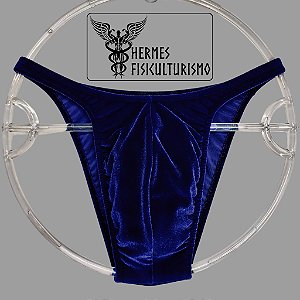 Sunga Bodybuilder Azul Marinho em Veludo - Corte Pró