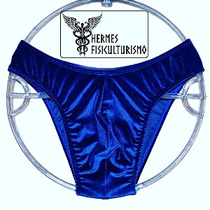 Sunga Bodybuilder Azul Real em Veludo - Corte IFBB