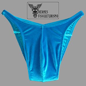 Sunga Bodybuilder Azul Turquesa em Veludo - Corte Tradicional