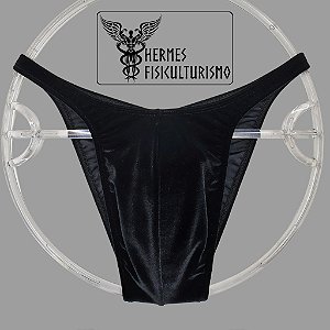 Sunga Bodybuilder Preta em Veludo - Corte Pró