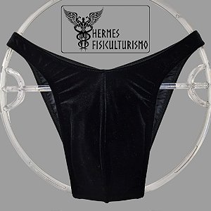 Sunga Bodybuilder Preta em Veludo - Corte Tradicional