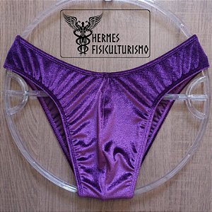 Sunga Bodybuilder Roxa em Veludo - Corte IFBB