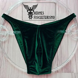 Sunga Bodybuilder Verde em Veludo - Corte Tradicional