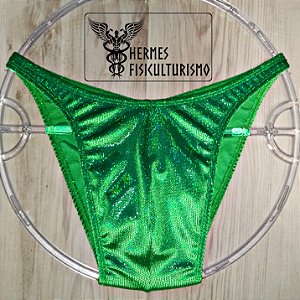 Sunga Bodybuilder Verde em Veludo Holográfico - Corte Tradicional
