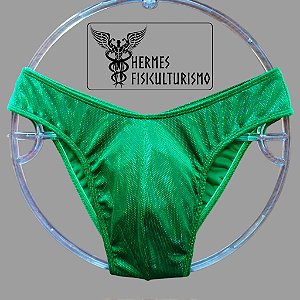 Sunga Bodybuilder Verde em Veludo Holográfico - Corte IFBB
