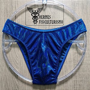 Sunga Bodybuilder Azul em Veludo Holográfico - Corte IFBB