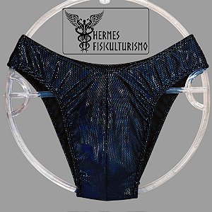 Sunga Bodybuilder Preta em Veludo Holográfico - Corte IFBB