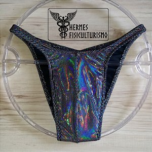 Sunga Bodybuilder Silver em Veludo Holográfico - Corte Pró