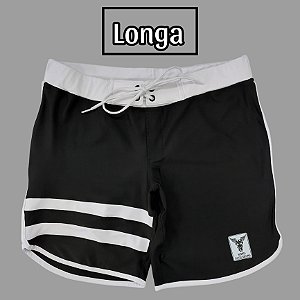 Bermuda Men's Physique Longa Preta com Listras Brancas