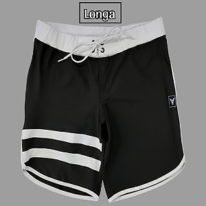 Bermuda Men's Physique Longa Preta com Branco e Listras