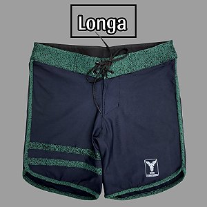 Bermuda Men's Physique Longa com Listras Verde Escuro