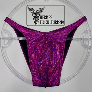 Sunga Bodybuilder Magenta Holográfica - Corte Pró