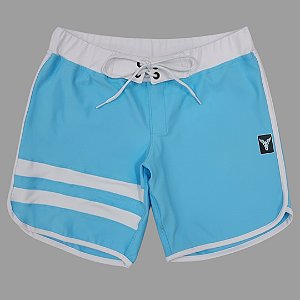 Bermuda Men's Physique Curta Blue Sky com Branco e Listras