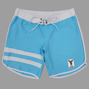 Bermuda Men's Physique Curta Blue Sky com Branco e Listras