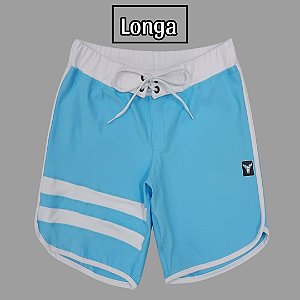 Bermuda Men's Physique Longa Blue Sky com Branco e Listras