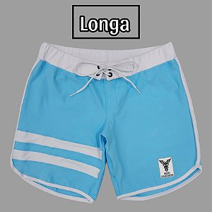 Bermuda Men's Physique Longa Blue Sky com Branco e Listras