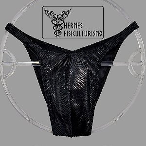 Sunga Bodybuilder Preta Veludo Cobra Brilhante - Corte Pró