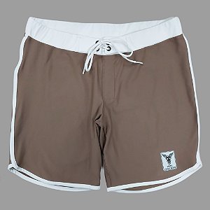 Bermuda Men's Physique Curta Café com Branco