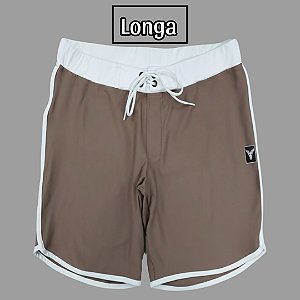 Bermuda Men's Physique Longa Café com Branco