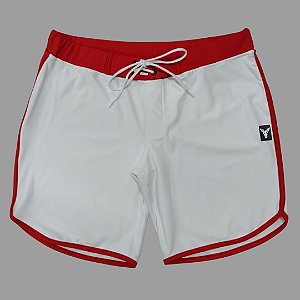 Bermuda Men's Physique Curta Branca com Vermelho