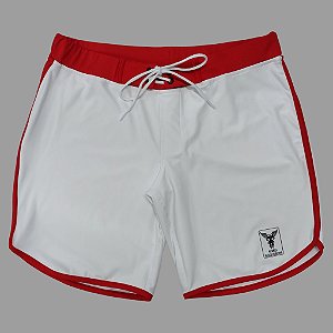 Bermuda Men's Physique Longa Branca com Vermelho