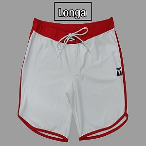 Bermuda Men's Physique Longa Branca com Vermelho