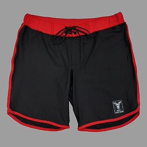 Bermuda Men's Physique Curta Preta com Vermelho