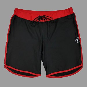 Bermuda Men's Physique Curta Preta com Vermelho