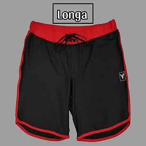 Bermuda Men's Physique Longa Preta com Vermelho