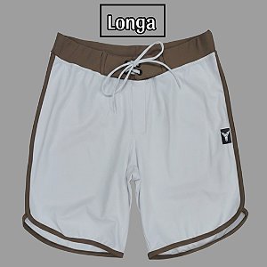 Bermuda Men's Physique Longa Branca com Café