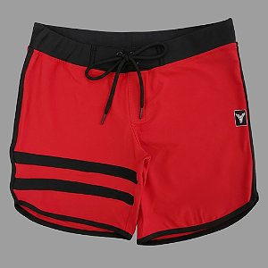 Bermuda Men's Physique Curta Vermelha com Preto e Listras