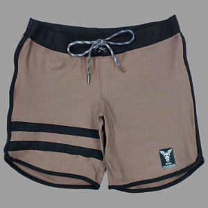 Bermuda Men's Physique Curta Café com Preto e Listras