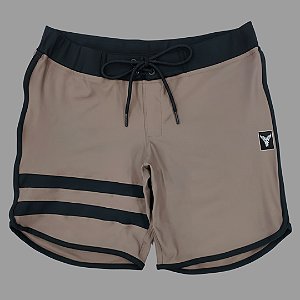 Bermuda Men's Physique Curta Café com Preto e Listras