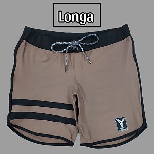 Bermuda Men's Physique Longa Café com Preto e Listras