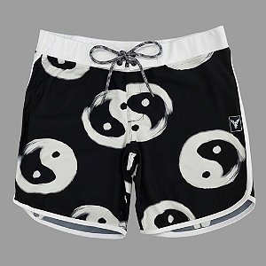 Bermuda Men's Physique Curta YIN YANG com Cós Branco