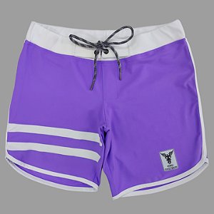 Bermuda Men's Physique Curta Lilás com Branco e Listras