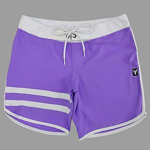 Bermuda Men's Physique Curta Lilás com Branco e Listras