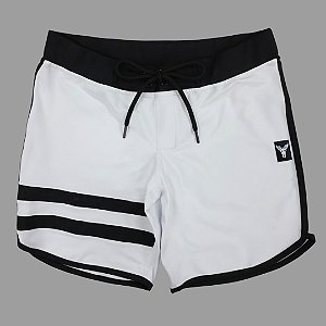Bermuda Men's Physique Curta Branca com Preto e Listras