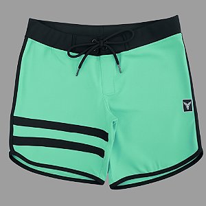 Bermuda Men's Physique Curta Verde Água com Preto e Listras