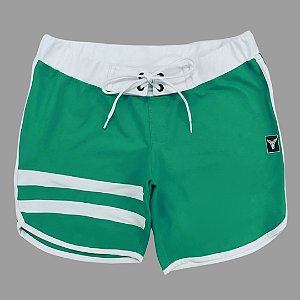 Bermuda Men's Physique Curta Esmeralda com Branco e Listras