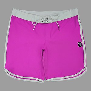 Bermuda Men's Physique Curta Pink Flúor com Branco