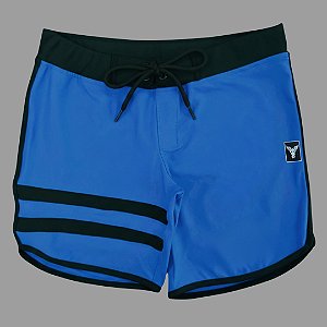 Bermuda Men's Physique Curta Azul Índigo com Preto e Listras