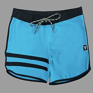 Bermuda Men's Physique Curta Blue Sky com Preto e Listras