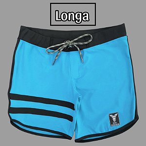 Bermuda Men's Physique Longa Blue Sky com Preto e Listras