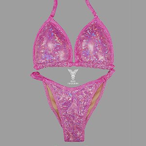 Biquíni Fit Model NPC – Rosa Claro Holográfico